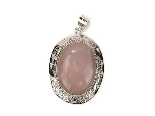 Ca. 20x edelsteen hanger rozenkwarts 925 zilver "vada" - afbeelding 1 van  1