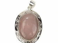Ca. 20x edelsteen hanger rozenkwarts 925 zilver "vada" - afbeelding 1 van  1