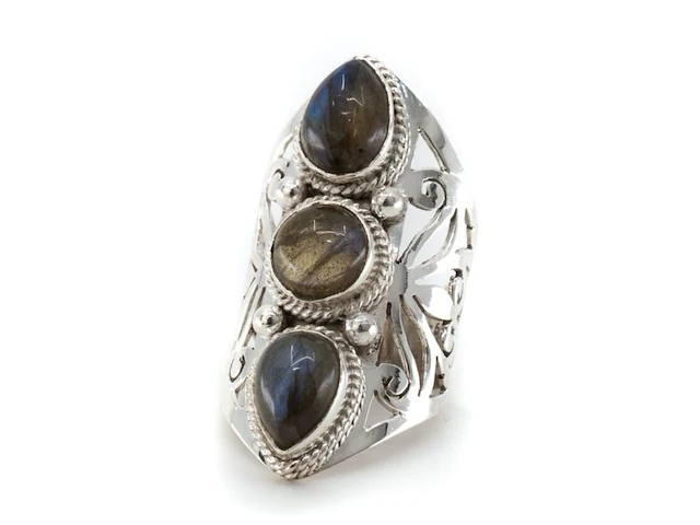 Ca. 20x edelsteen ring labradoriet 925 zilver "faehsida" - afbeelding 1 van  1