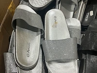 Ca. 22x paar slippers met glitters, zwart/zilver - afbeelding 3 van  7