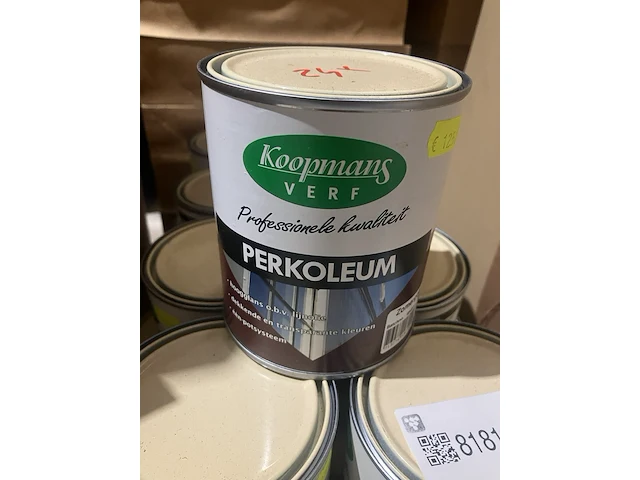 Ca. 24x blikken perkoleum, koopmans verf, dekkend, zomergeel - afbeelding 2 van  4