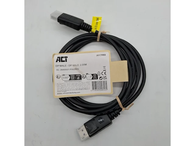 Ca. 250x display port kabel, act, ak3980 dp male 2.00m - afbeelding 1 van  5