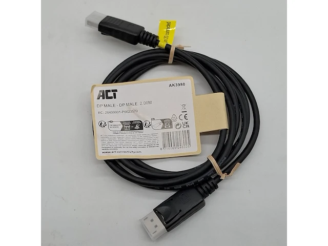 Ca. 250x display port kabel, act, ak3980 dp male 2.00m - afbeelding 1 van  5