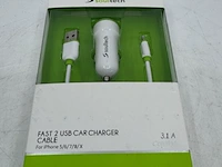 Ca. 250x dual usb autolader met iphone laadsnoer soultech, sc343b
