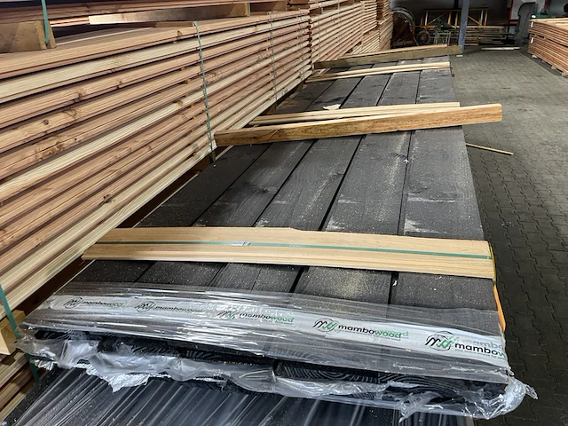 Ca. 25x zweeds rabat zwart gecoat, 26x190mm, lengte 400cm - afbeelding 1 van  3