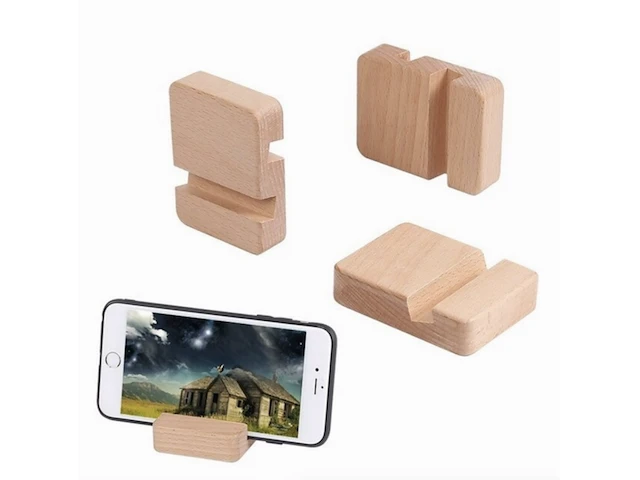 Ca. 260x houten telefoonhouder standaard met krat - afbeelding 1 van  5