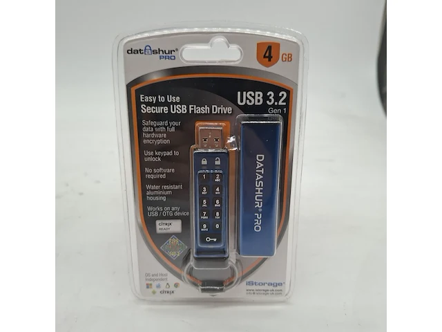 Ca. 32x beveiligde usb-stick, istorage, datashur pro, 4gb - afbeelding 1 van  3
