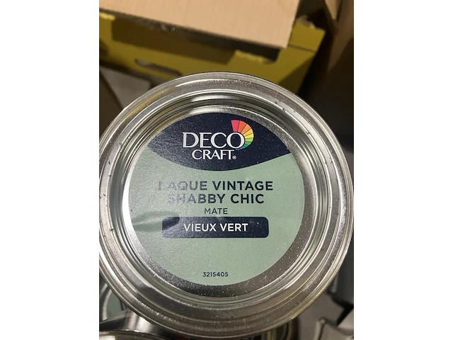 Ca. 32x blikken shabby chic vintage lak vieux vert, mat groen, 750 ml - afbeelding 3 van  3