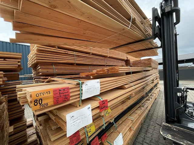 Ca. 35x douglas blokhutprofiel, 28x175mm, lengte 13/300cm, 22/500cm - afbeelding 2 van  3