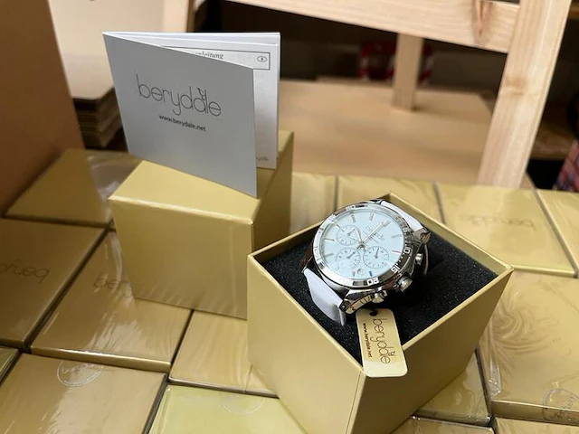 Ca. 37x dameshorloge met leren armband chronograaf met kwartsuurwerk berydale, bd700-1 - afbeelding 2 van  4