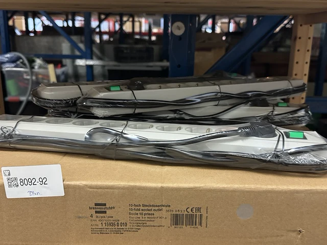 Ca. 37x stekkerdoos met schakelaar 10-voudig 3m brennenstuhl, eco-line, lichtgrijs - afbeelding 2 van  3