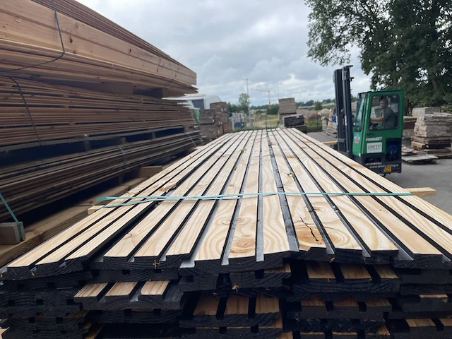 Ca. 45x douglas acoustic design/triple/deens rabat (zwart gecoat), 22x142mm, lengte 300cm - afbeelding 1 van  3