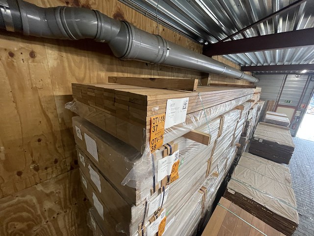 Ca. 48x guyana teak dekdelen gevingerlast, 21x120mm, lengte 400ccm - afbeelding 4 van  4