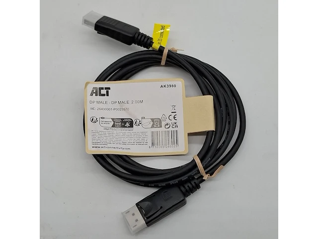 Ca. 500x display port kabel, act, ak3980 dp male 2.00m - afbeelding 1 van  5