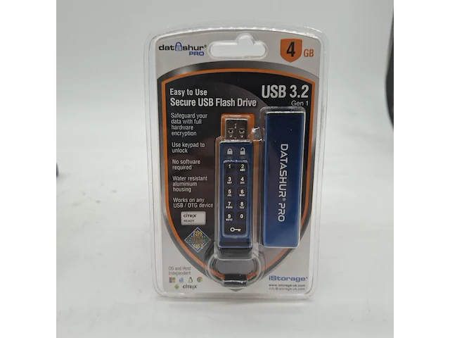Ca. 50x beveiligde usb-stick, istorage, datashur pro, 4gb - afbeelding 1 van  3