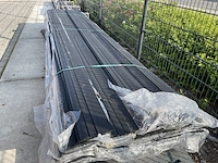 Ca. 50x zweeds rabat zwart gecoat, 16x195mm, lengte 450cm