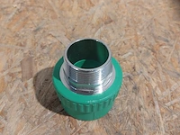 Ca. 55x koppeling recht 1 1/2 x 50mm messing ppr bui , ifan, groen, 2023 - afbeelding 2 van  5