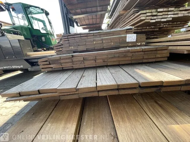 Ca. 61x hardhouten planken geschaafd, 21x95mm, lengte 39/400cm, 22/430cm - afbeelding 3 van  3