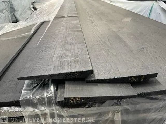 Ca. 62x planken zwarte zweeds rabatdelen 240cm lang - afbeelding 1 van  5