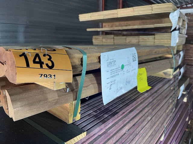 Ca. 64x mahonie weldorpels gevingerlast, 34x55mm, lengte 105cm - afbeelding 2 van  3