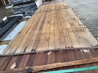 Ca. 70x angelim pedra palen fijnbezaagd, 52x52mm, lengte 2/335cm, 68/365cm - afbeelding 1 van  3