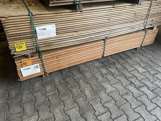 Ca. 70x angelim pedra planken geschaafd, 21x145mm, lengte 250cm - afbeelding 4 van  4