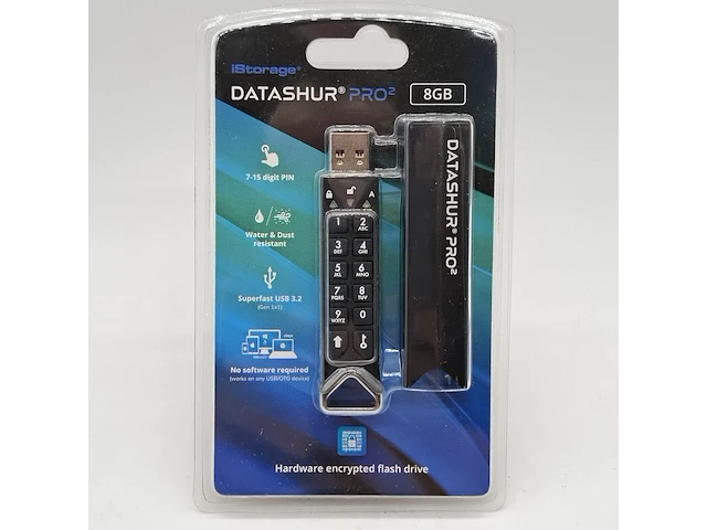 Ca. 70x usb stick met pin vergrendeling, istorage, datashur pro 2 8gb - afbeelding 1 van  6