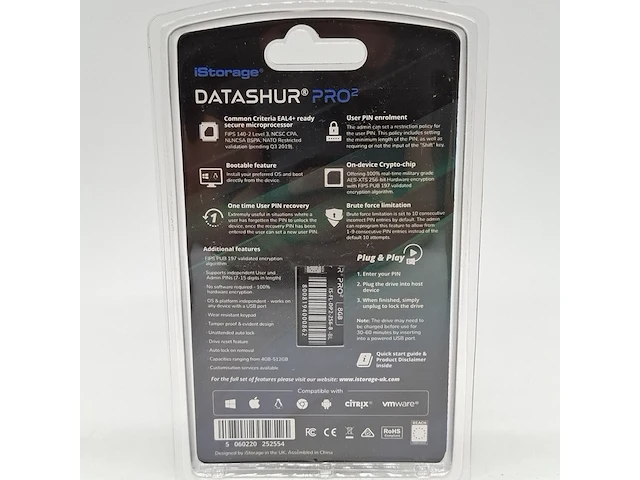 Ca. 70x usb stick met pin vergrendeling, istorage, datashur pro 2 8gb - afbeelding 2 van  6