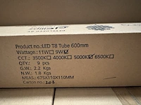 Ca. 72x led t8 tube 600 mm tl2f 9w 5000k, ellipz lighting - afbeelding 3 van  3