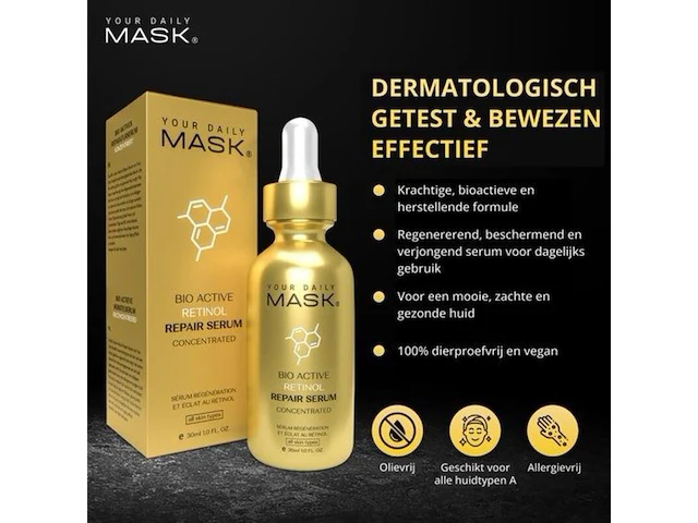 Ca. 750x partij gezichtsserums – your daily mask® – hyaluronic | retinol | vitamin c, your daily mask, goud - afbeelding 15 van  18