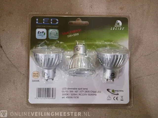 Ca. 75x sets a 3 ledspots, gu10, dimbaar lucide - afbeelding 2 van  5
