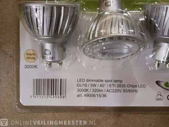 Ca. 75x sets a 3 ledspots, gu10, dimbaar lucide - afbeelding 3 van  5