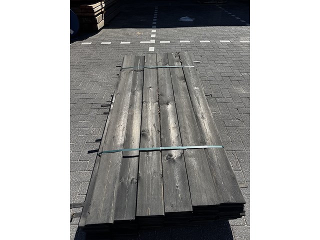 Ca. 77x vuren plank fijn bezaagd, zwart , 2,2 x 15 x 200 cm - afbeelding 1 van  3