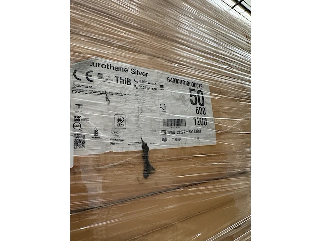 Ca. 80x pir dakplaat 1200x600x50mm rd:2.25(=0,72m²) recticel, eurothane silver - afbeelding 5 van  6