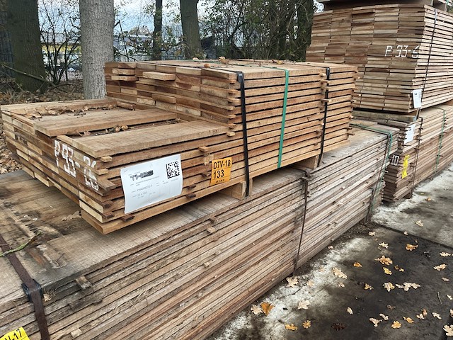 Ca. 84x guyana teak beschoeiingsplanken, 20x150mm, lengte 39/100cm, 45/150cm - afbeelding 4 van  4