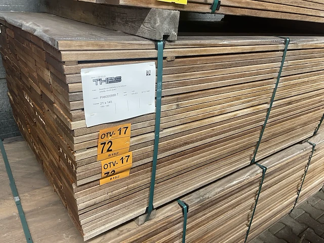 Ca. 89x guyana teak vlonderplanken, 21x145mm, lengte 185cm - afbeelding 4 van  4
