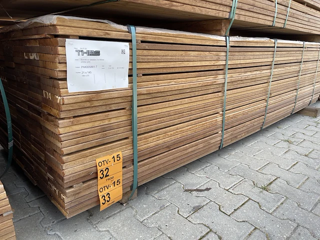 Ca. 89x guyana teak vlonderplanken, 21x145mm, lengte 275cm - afbeelding 4 van  4