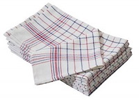 Ca.144x prof. horeca theedoek - wit(blauw rood gelijnd) - afbeelding 1 van  1