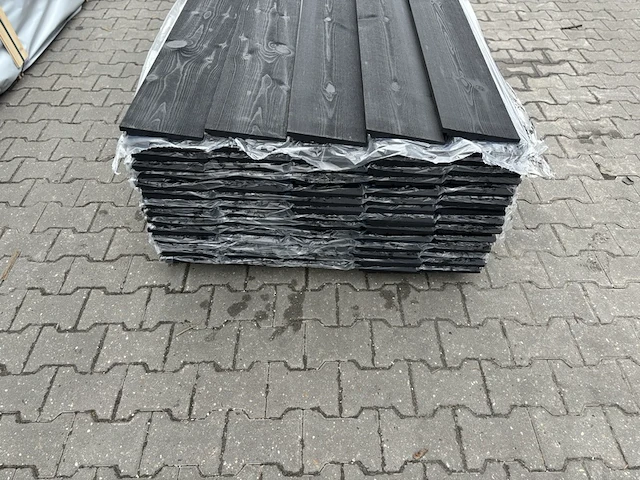 Ca.150x zweeds rabat planken zwart gecoat, 16x195mm, lengte 480cm - afbeelding 3 van  3