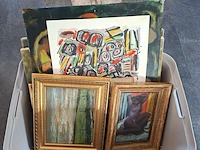 Ca.16x schilderijen kist vol, 16 kunstwerken, 20e eeuw - afbeelding 1 van  19