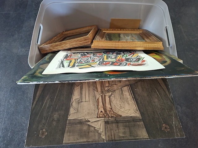 Ca.16x schilderijen kist vol, 16 kunstwerken, 20e eeuw - afbeelding 12 van  19
