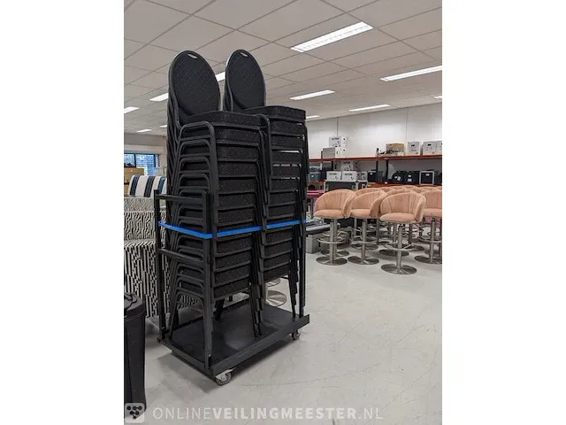 Ca.25x stack chair incl. transport kar, antraciet - afbeelding 1 van  5