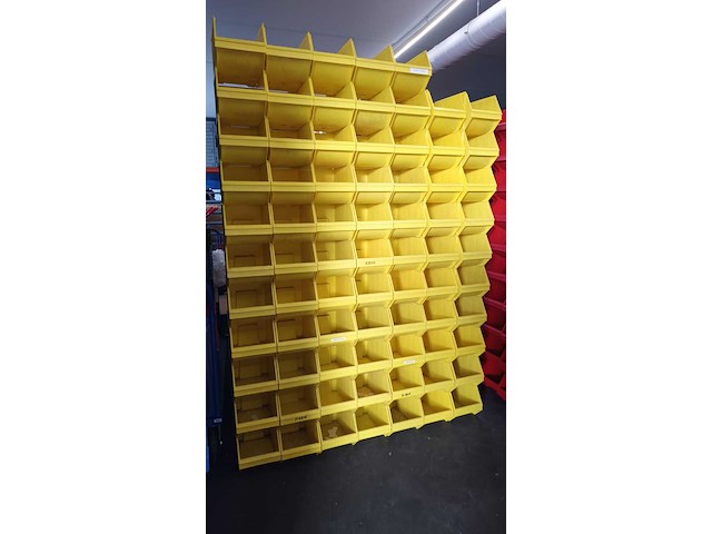 Ca.75x magazijnbakken met grijp opening overtoom, geel - afbeelding 1 van  8