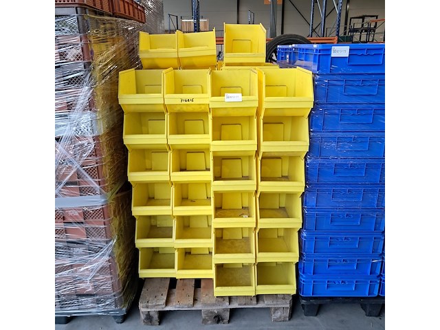 Ca.75x magazijnbakken met grijp opening overtoom, geel - afbeelding 4 van  8