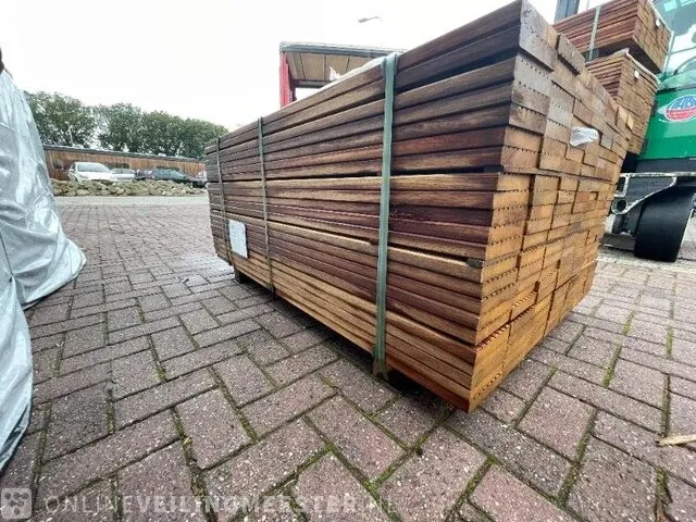 Ca.77x basralocus hardhouten vlonderplanken , 27x145mm, lengte 155cm - afbeelding 2 van  4