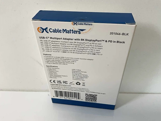 Cable matters (201046-blk) usb-c multiport adapter with 8k displayport & pd (new) (40x) - afbeelding 8 van  10