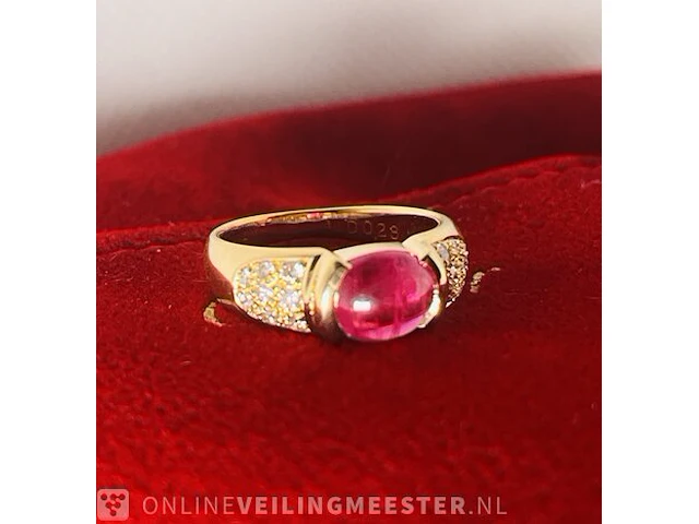 Cabochon robijnen 1.96 ct dames ring - 18kt goud - afbeelding 2 van  7