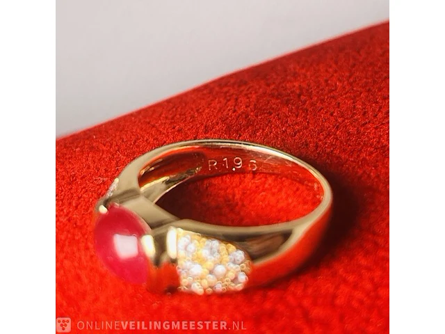 Cabochon robijnen 1.96 ct dames ring - 18kt goud - afbeelding 3 van  7