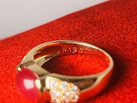Cabochon robijnen 1.96 ct dames ring - 18kt goud - afbeelding 3 van  7