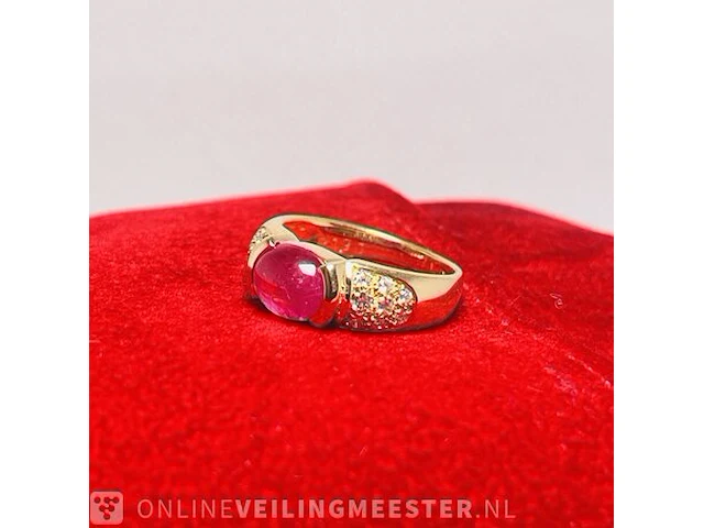 Cabochon robijnen 1.96 ct dames ring - 18kt goud - afbeelding 4 van  7